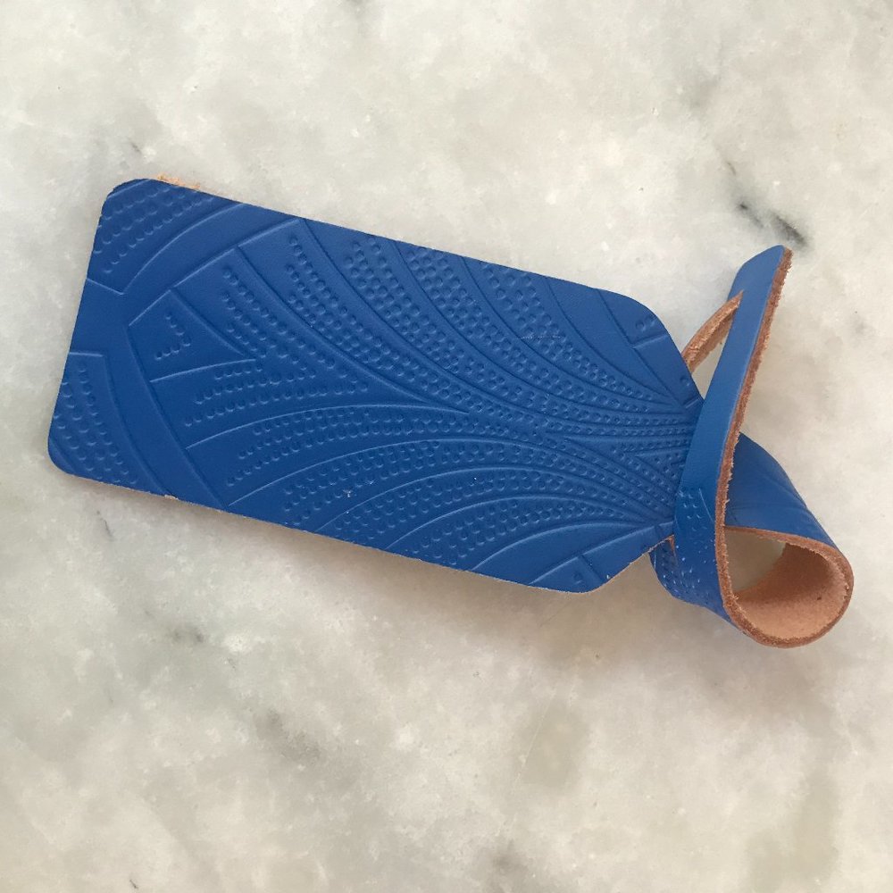 Blue Vachetta Leather Luggage Tag